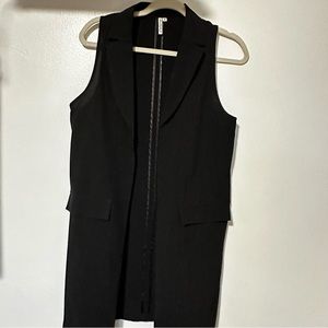 Black Long Line Tuxedo Vest